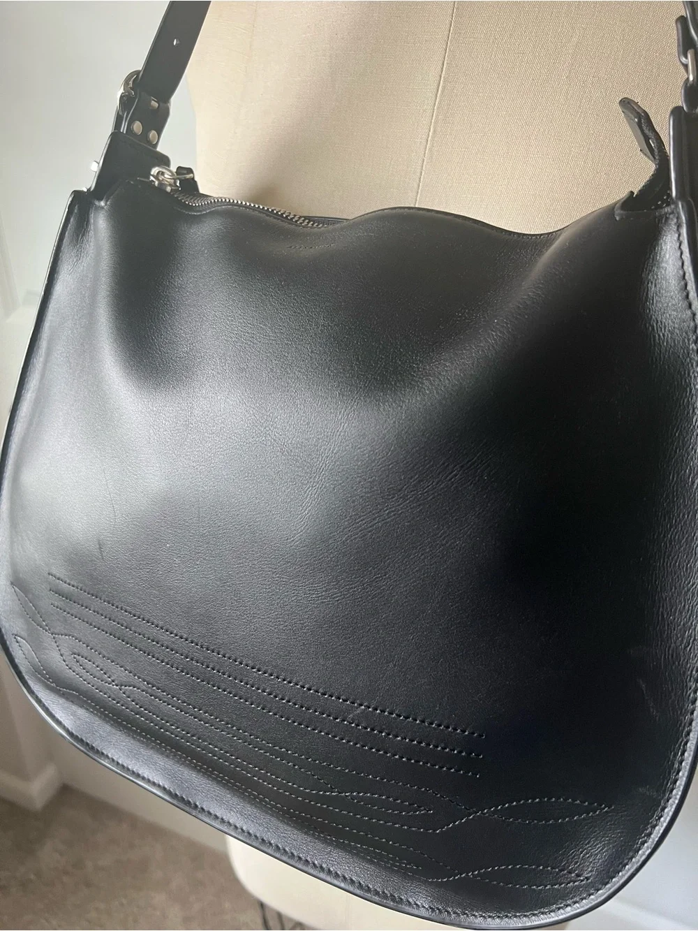 All Saints Black Leather Shoulder Bag